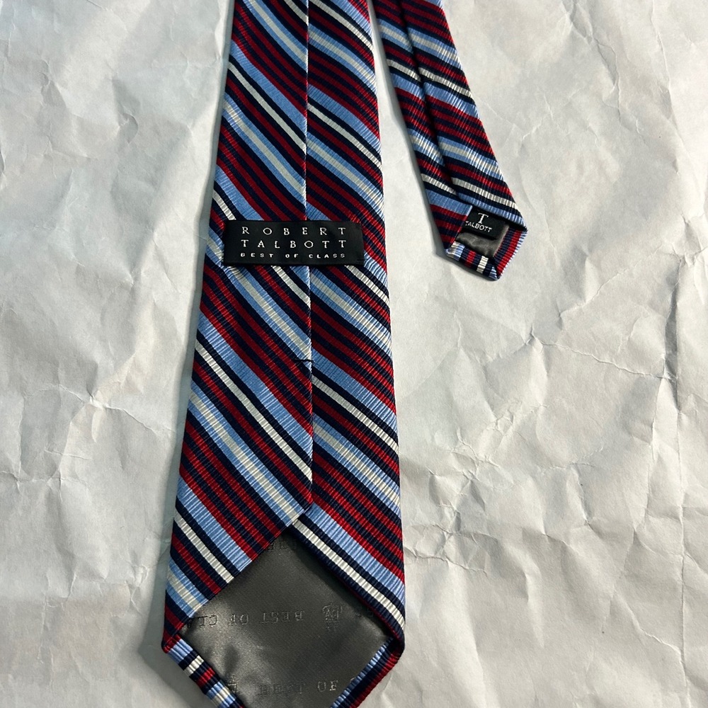 Robert Talbott Necktie Silk Repp Best Of Class‎ Striped Handmade USA Red Blue